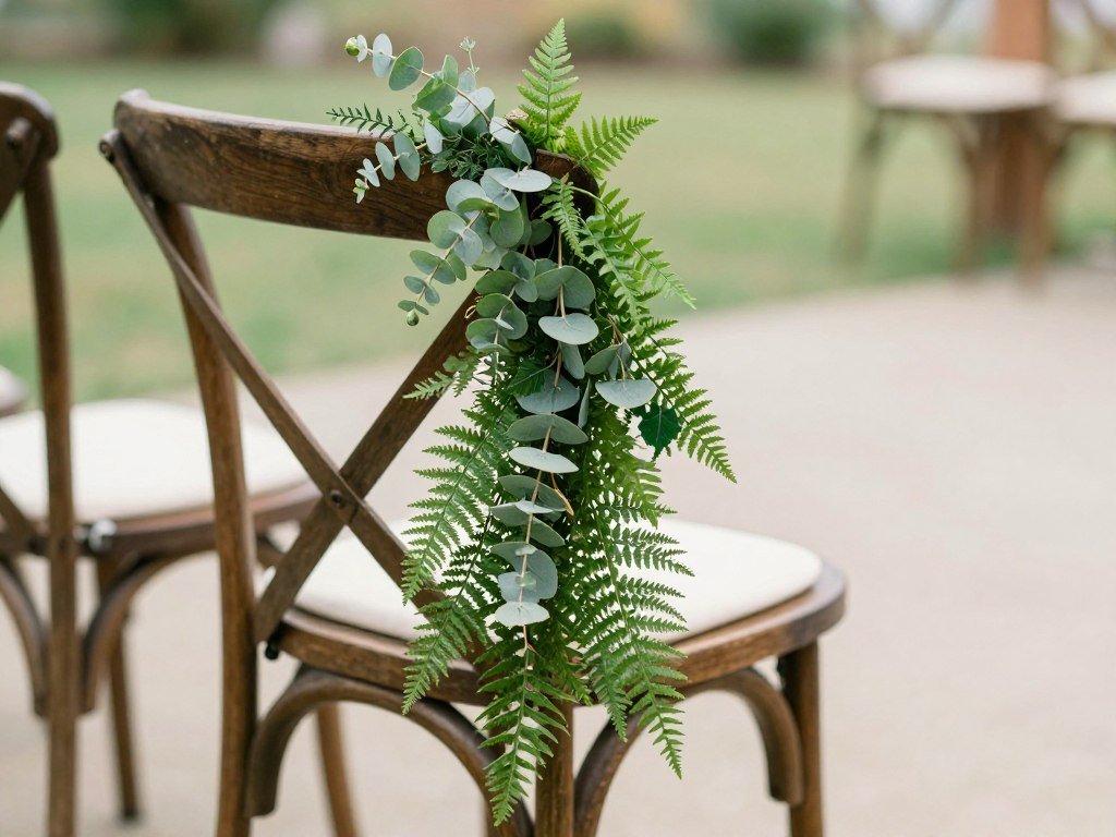 Wedding chair with cascading greenery garland