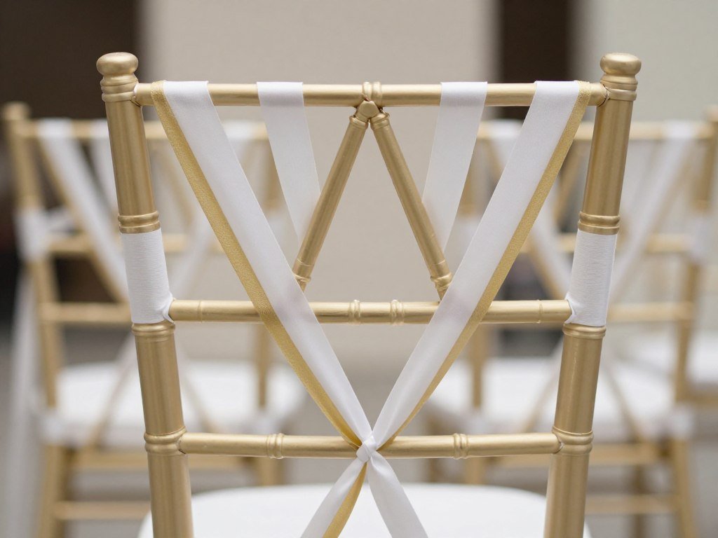 Wedding chair with geometric ribbon design