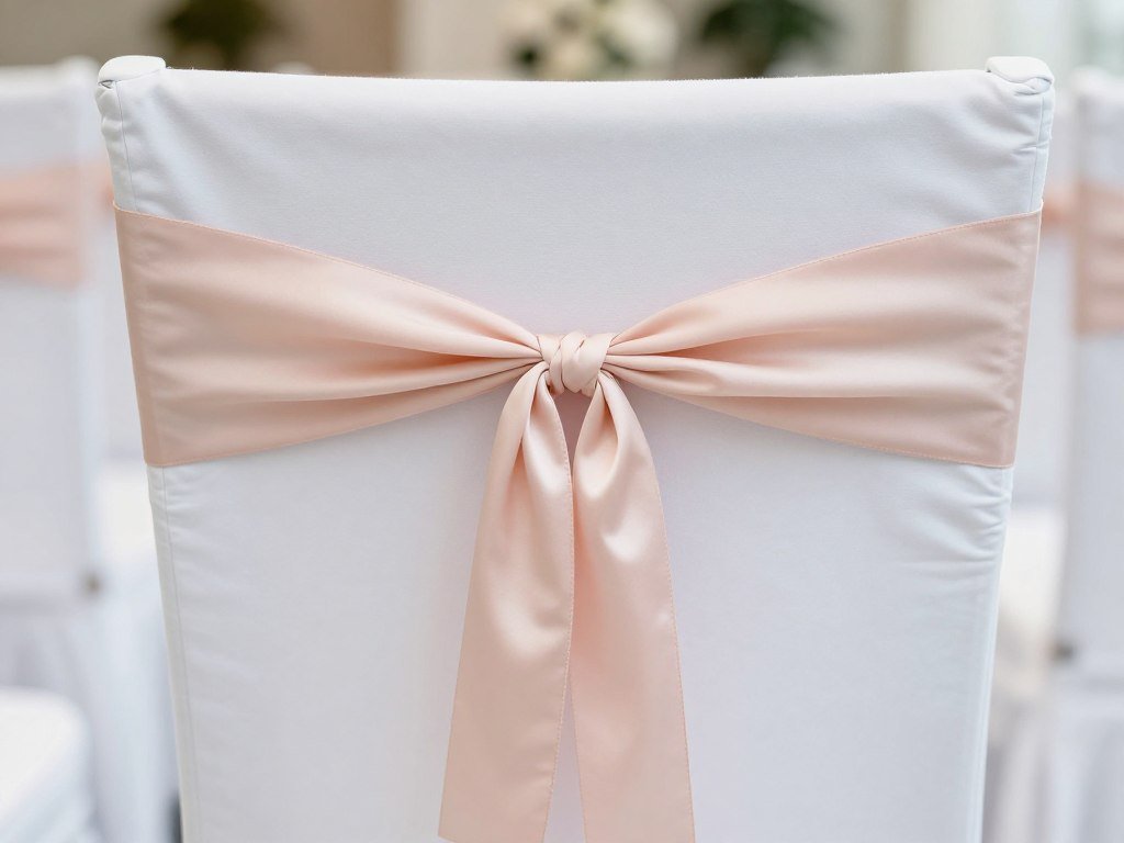 Wedding chair with minimalist single silk ribbon