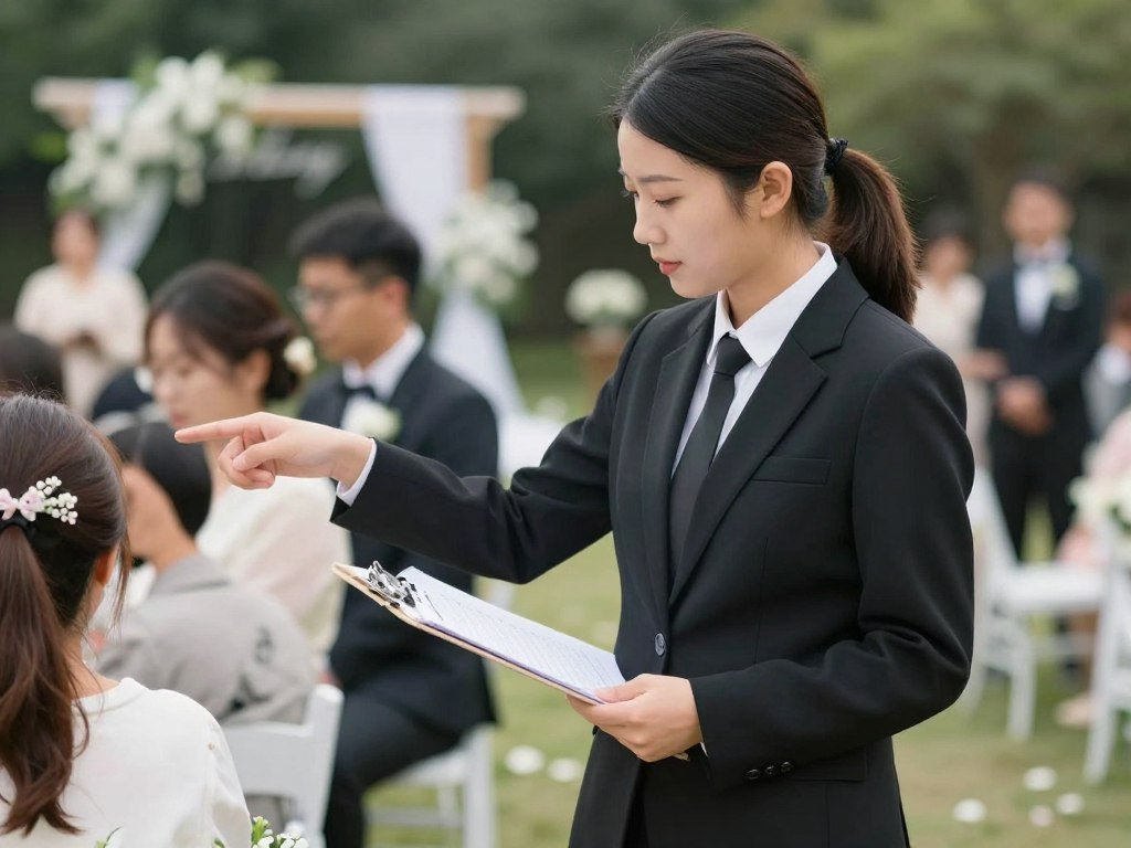 Wedding coordinator directing setup