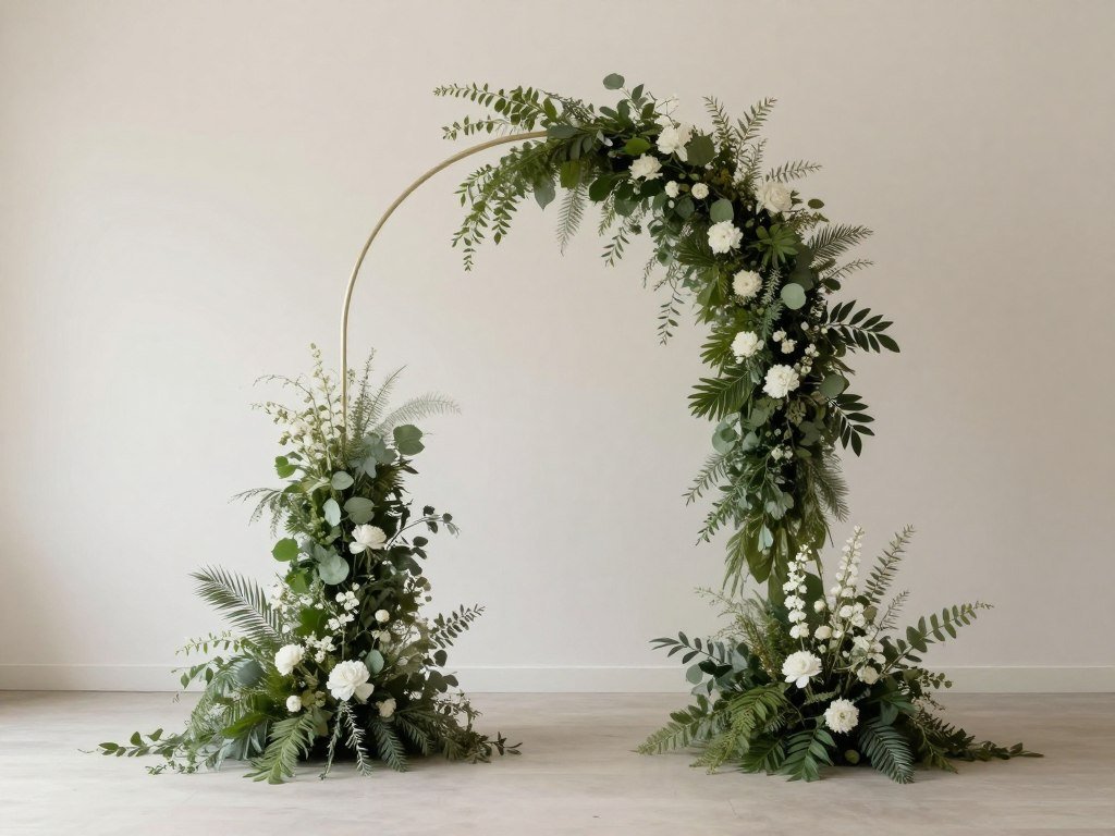 Wedding decoration with neutral palette and greenery accents