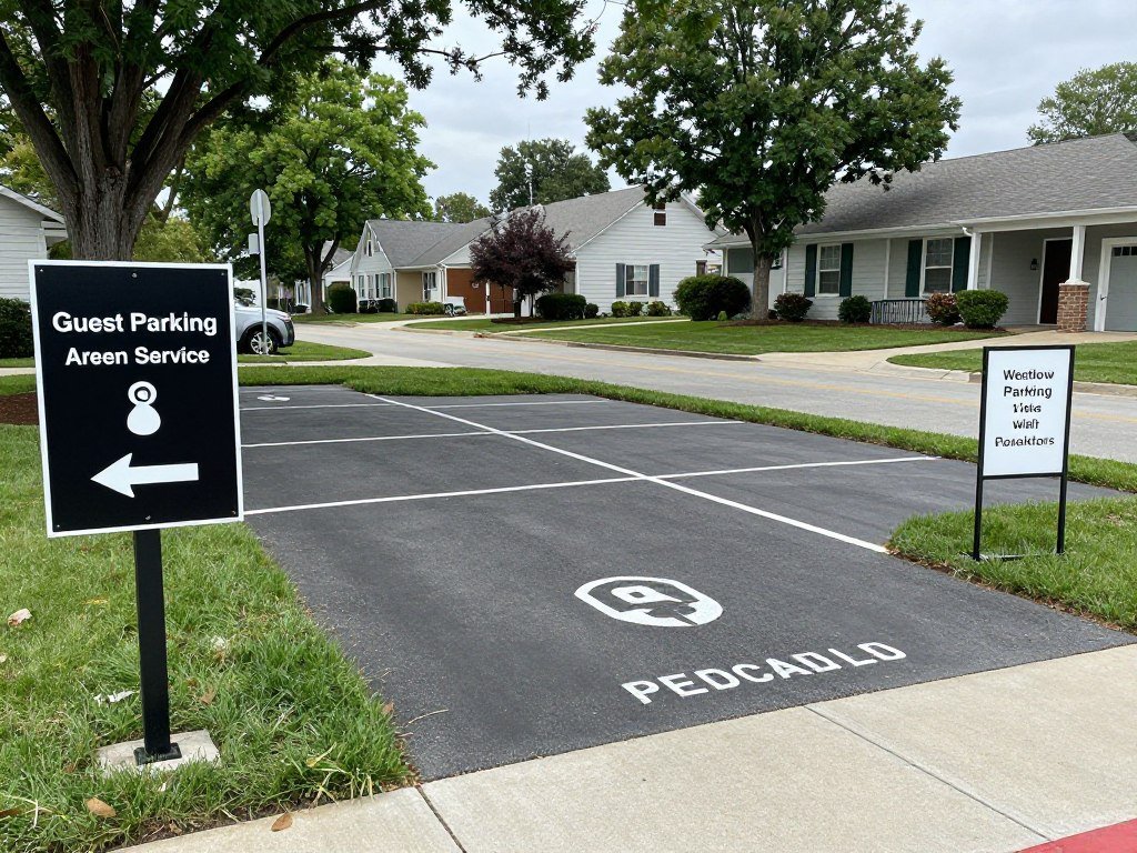 Wedding parking area with directional signs