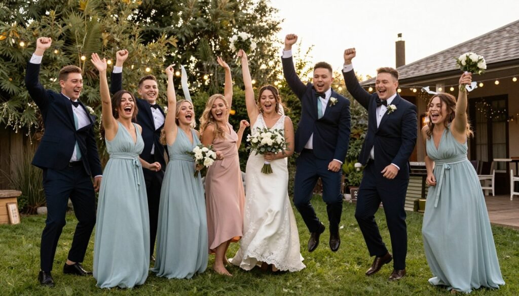 Wedding party group photo