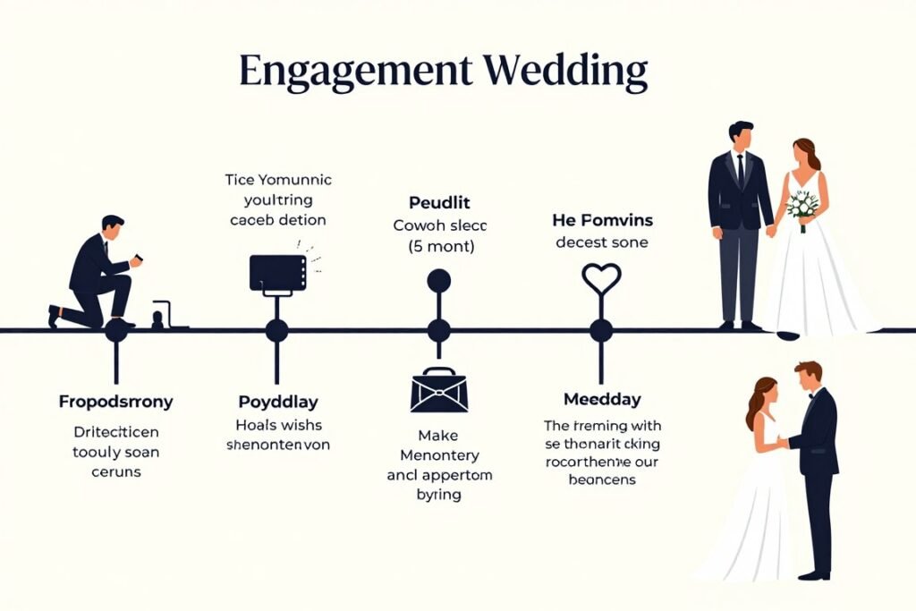 Wedding planning timeline showing groomsmen proposal timing