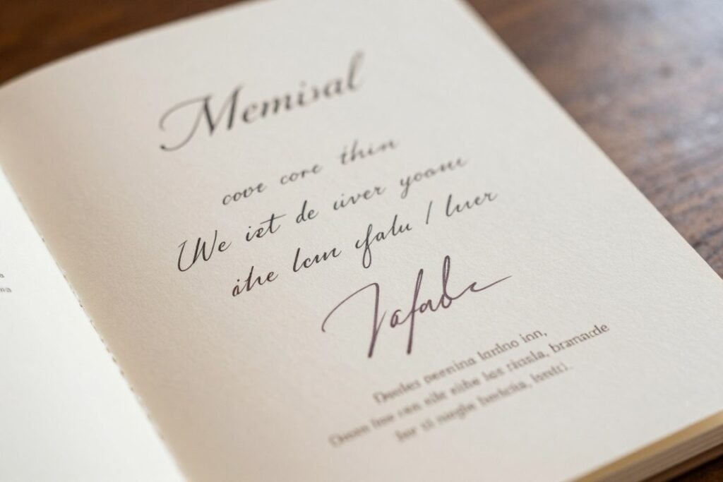 Wedding program featuring loved one's handwriting Wedding program featuring loved one's handwriting