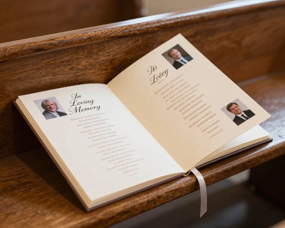 Wedding program open to memorial page Wedding program open to memorial page