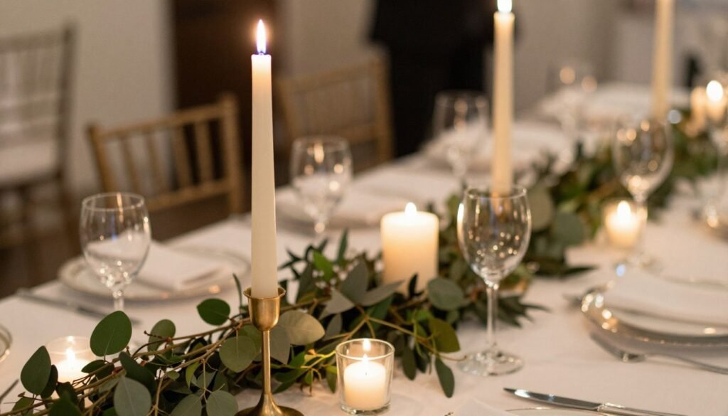 Wedding table with candle centerpiece
