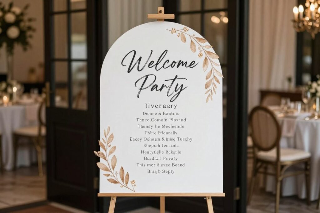 Welcome sign for bachelorette party with itinerary Welcome sign for bachelorette party with itinerary
