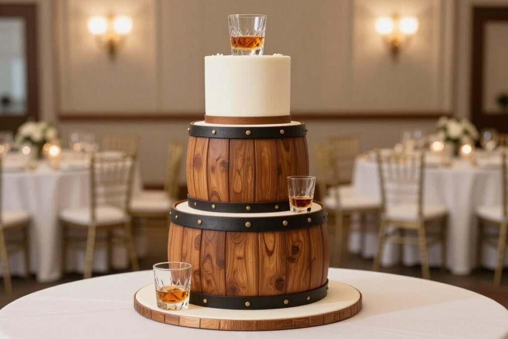 Whiskey barrel grooms cake