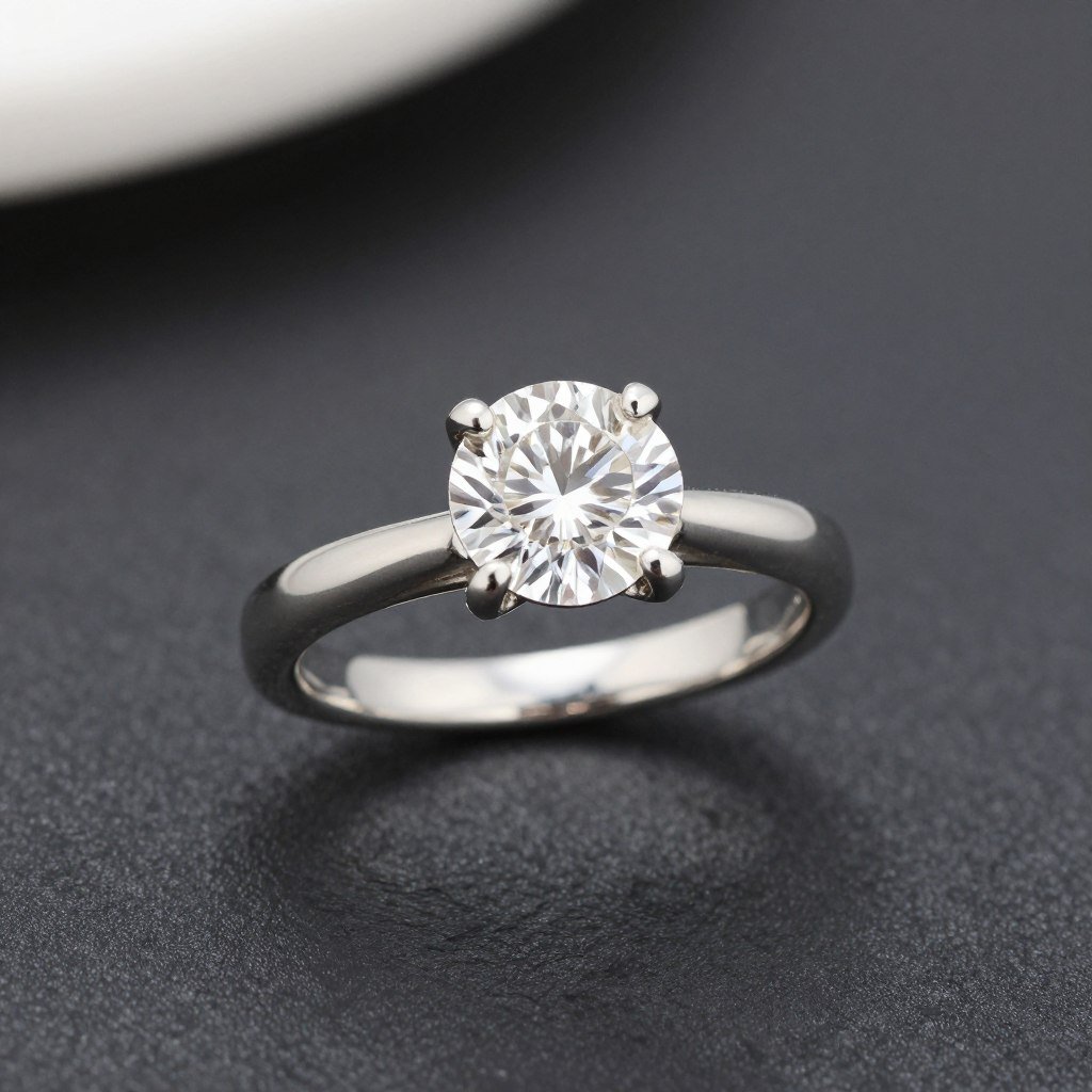 White gold engagement ring with brilliant diamond White gold engagement ring with brilliant diamond