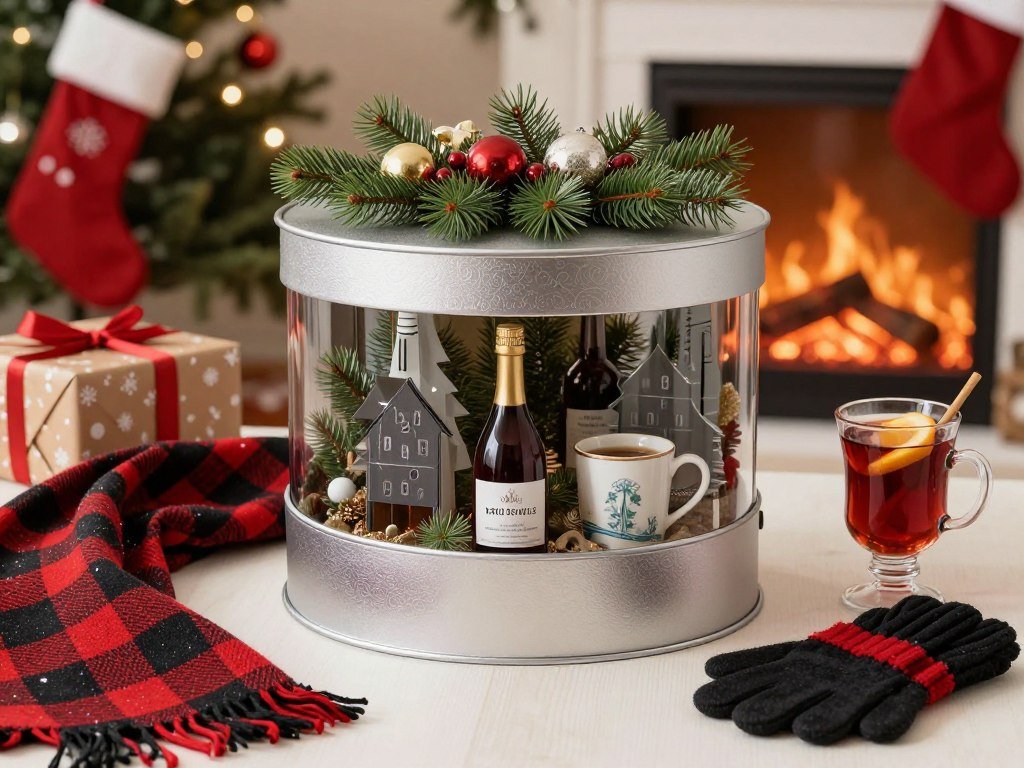 Winter holiday groomsmen proposal box with festive elements
