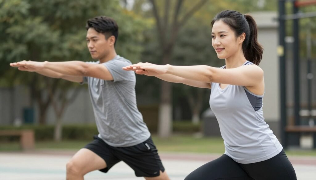 active couple working out together on fitness date