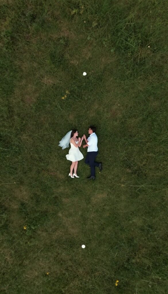 aerial view of proposal from unique high angle perspective