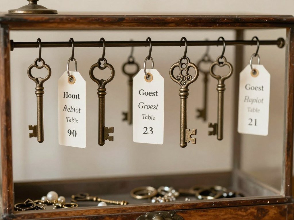 antique keys as escort cards with table number tags antique keys as escort cards with table number tags