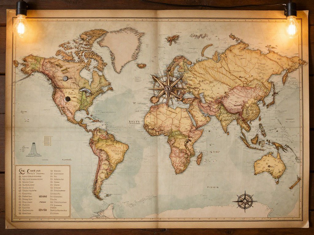 antique map seating chart with pins