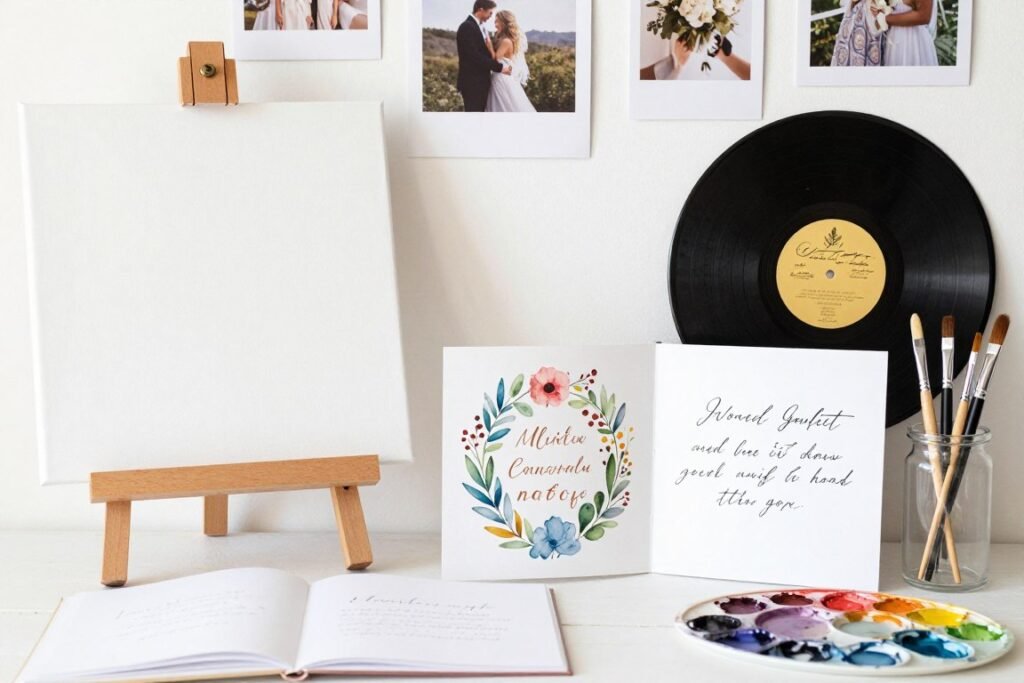 artistic wedding guest book alternatives including canvas paintings, watercolor displays, and creative signing surfaces artistic wedding guest book alternatives including canvas paintings, watercolor displays, and creative signing surfaces