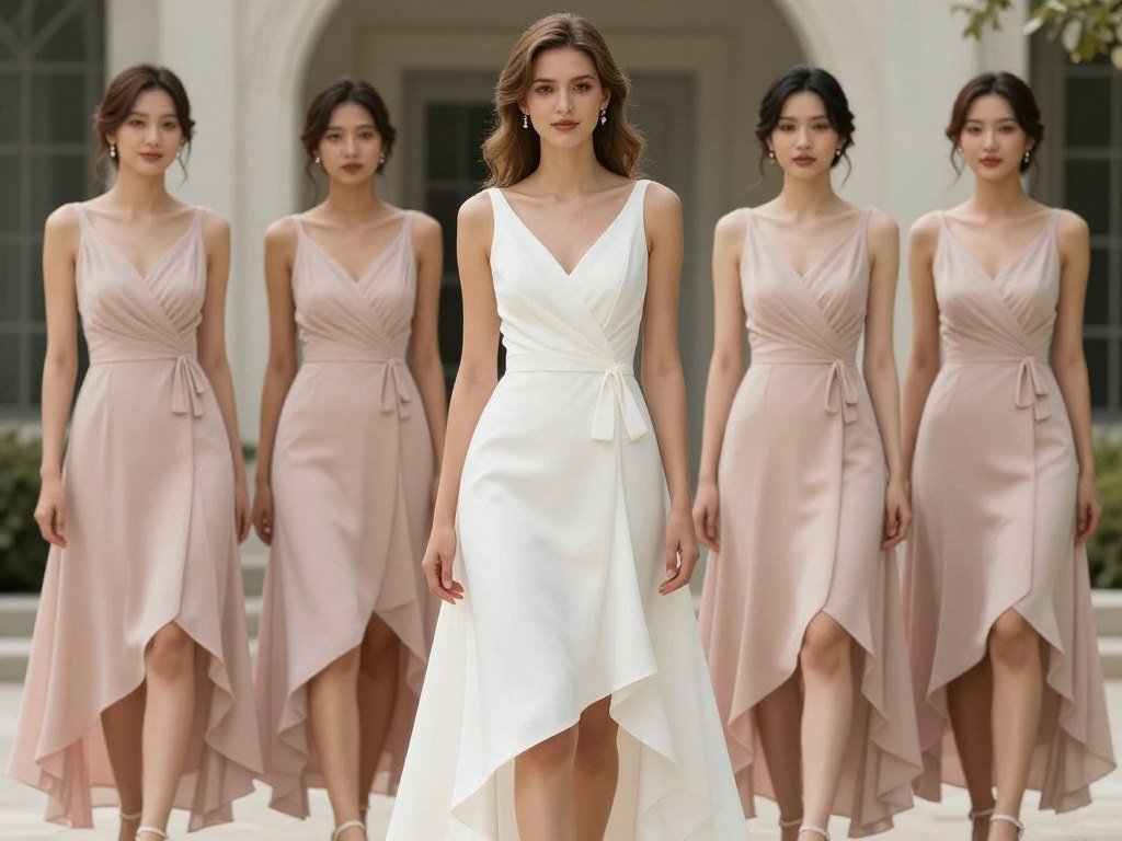 asymmetrical hem bridesmaid dress modern