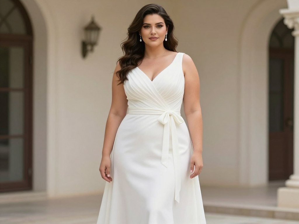 athletic build bridesmaid dress belted waist