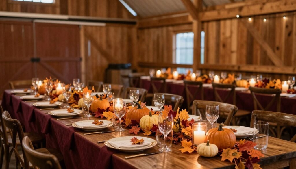 autumn barn wedding with fall color palette