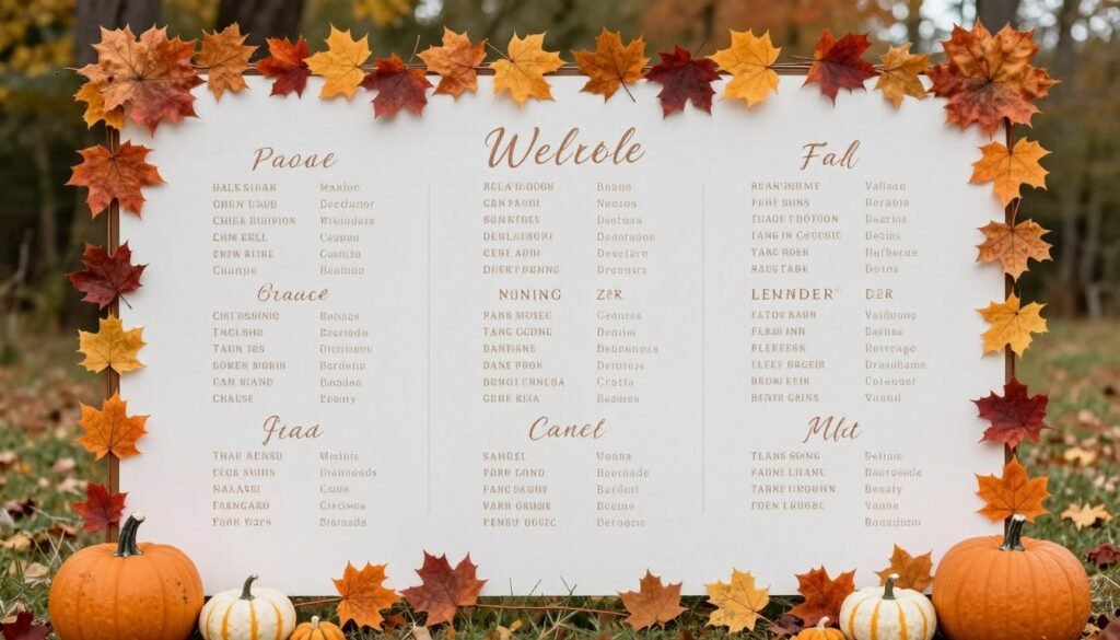 autumn fall wedding seating chart