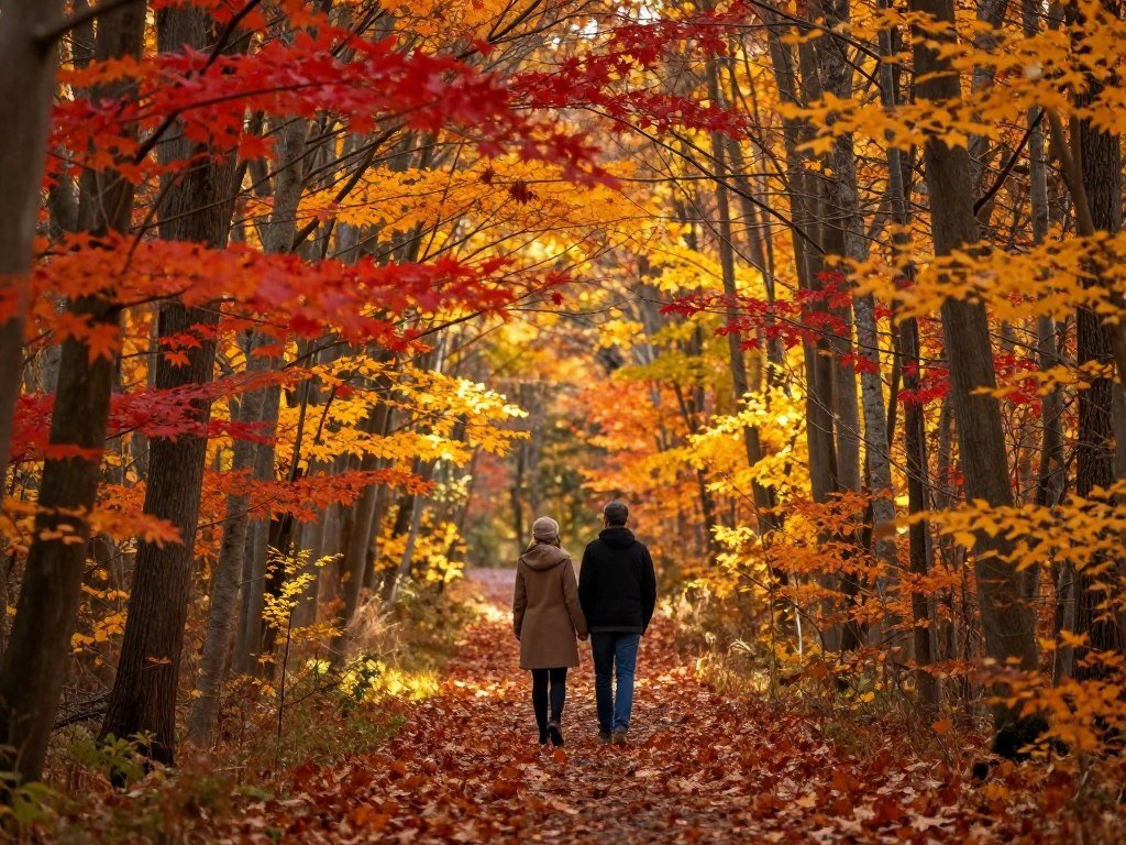autumn forest path with colorful fall foliage