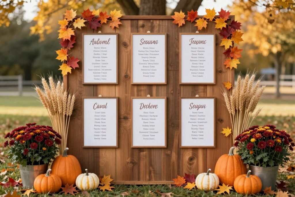 autumn seating chart with pumpkins and fall leaves autumn seating chart with pumpkins and fall leaves