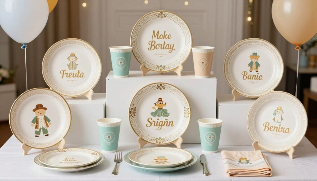 baby shower party supplies with Spanish elements