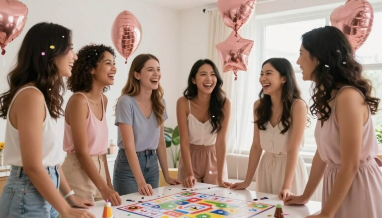 bachelorette party ideas games celebration with friends laughing and playing