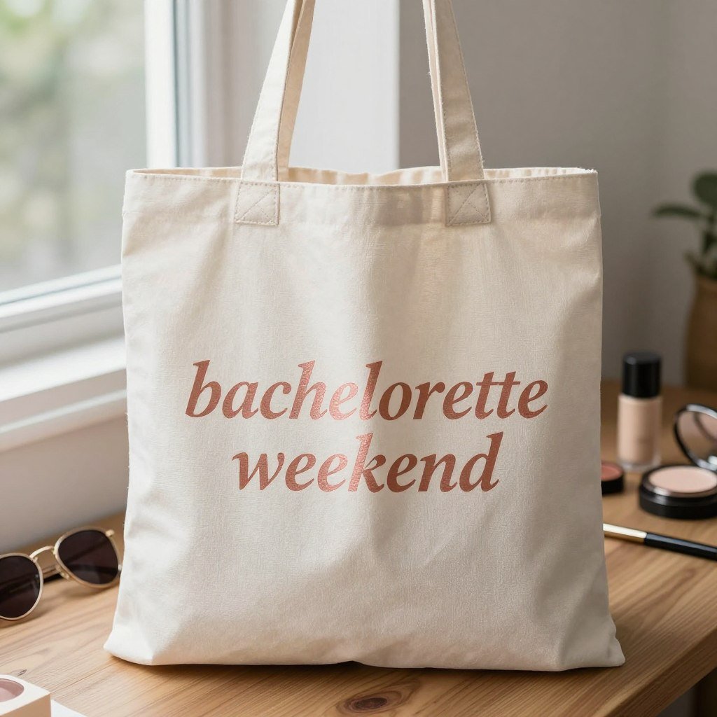 bachelorette party tote bag with personalized text