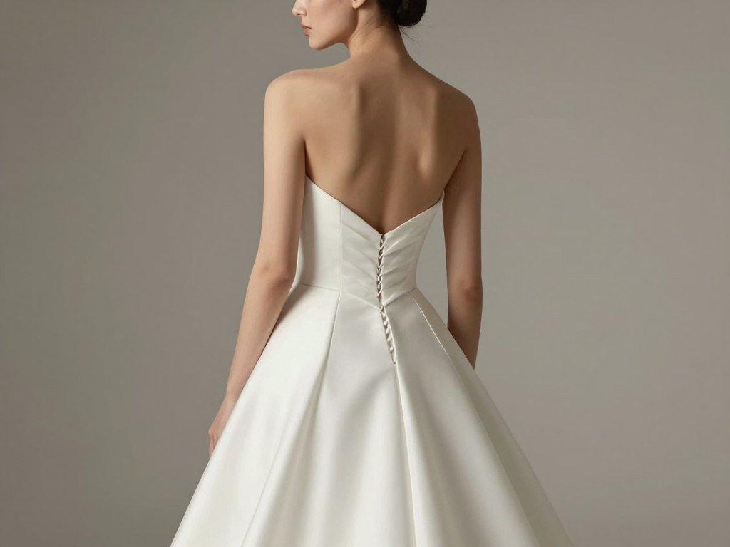 back detail of modern minimalist wedding dress