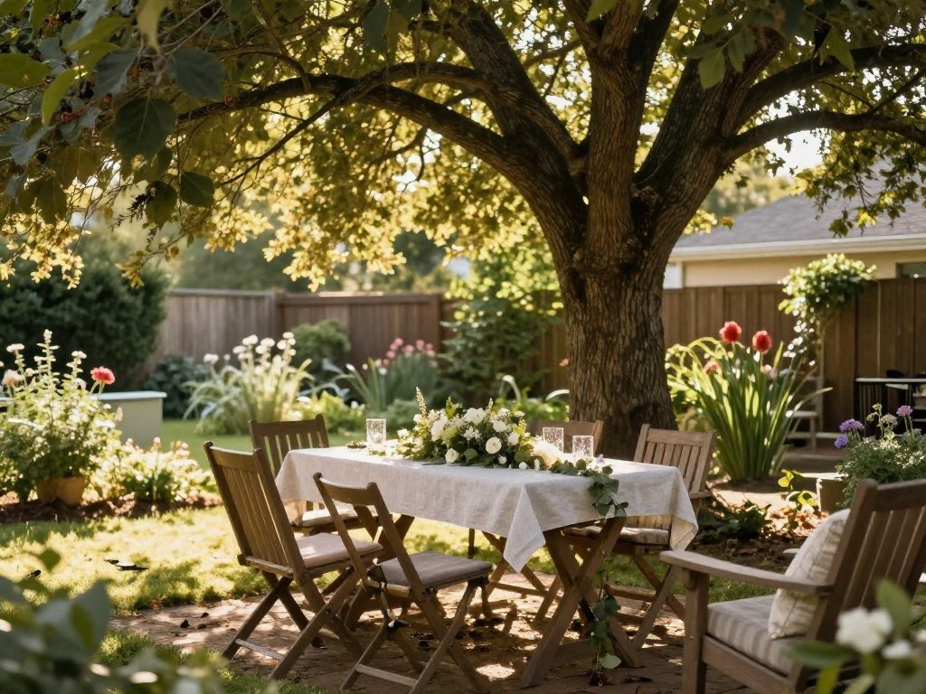 backyard memorial with natural lighting