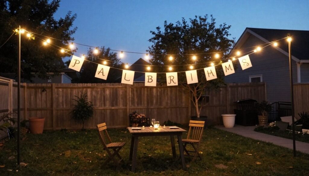 backyard transformed with string lights