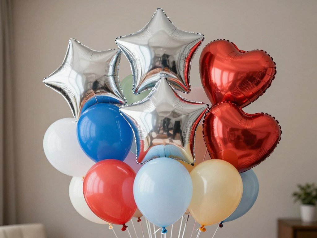 balloon bouquet ideas featuring mixing latex and foil balloons for texture variety