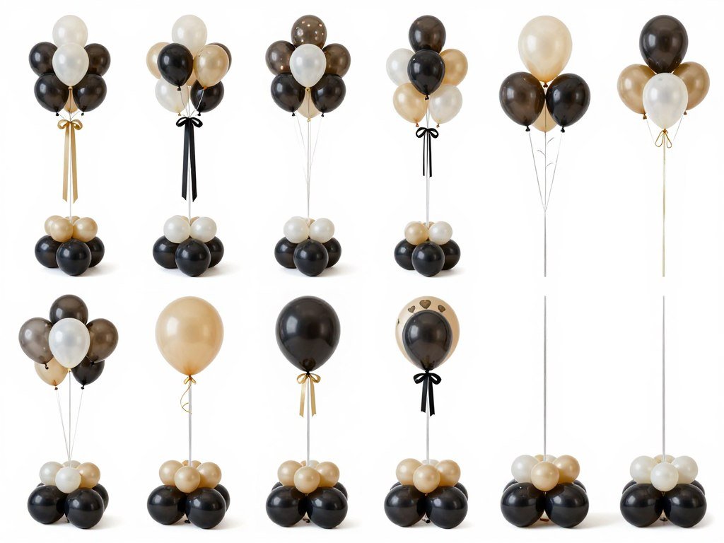 balloon bouquet ideas showing various arrangement heights and clustering techniques