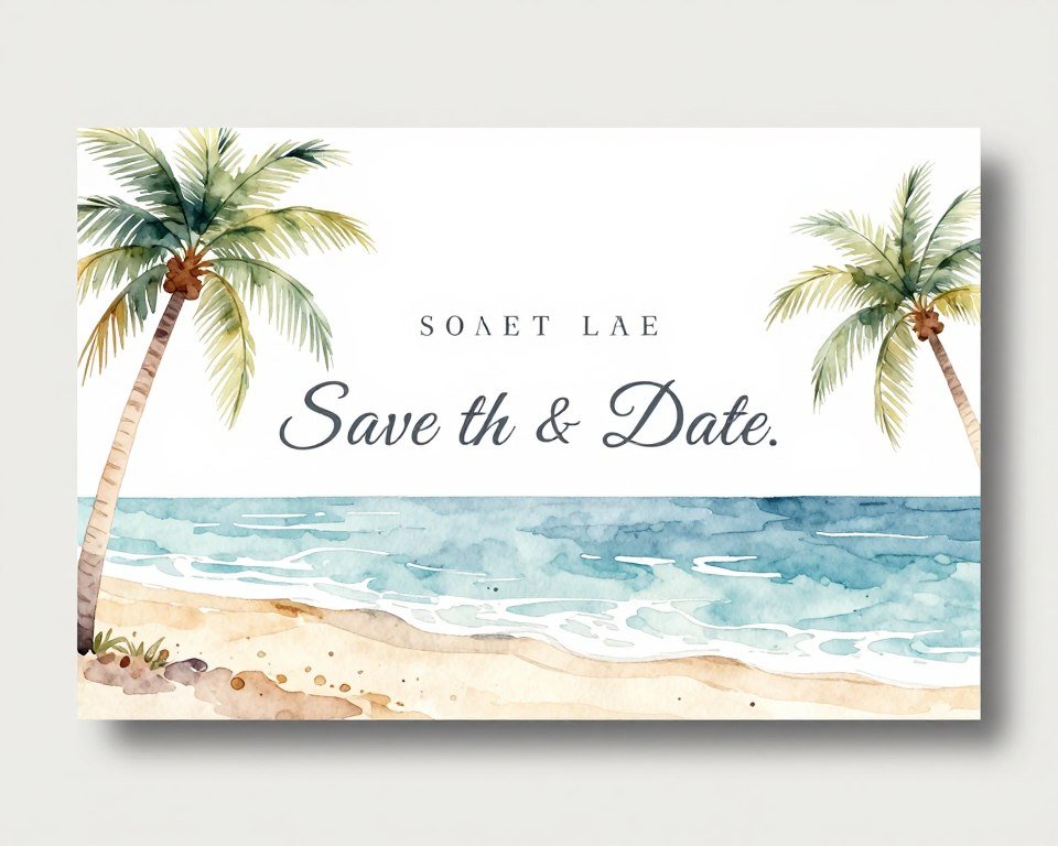 beach destination wedding save the date design