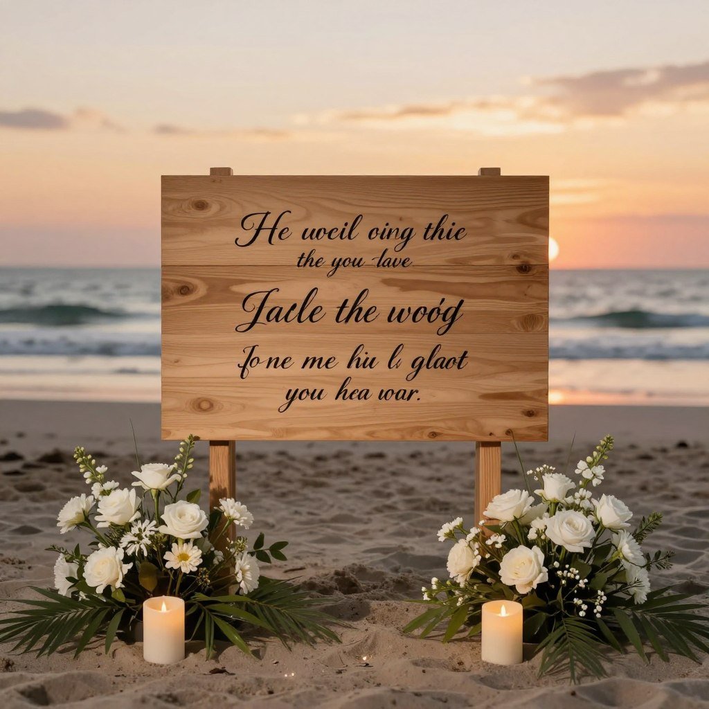 beach proposal sign with romantic message