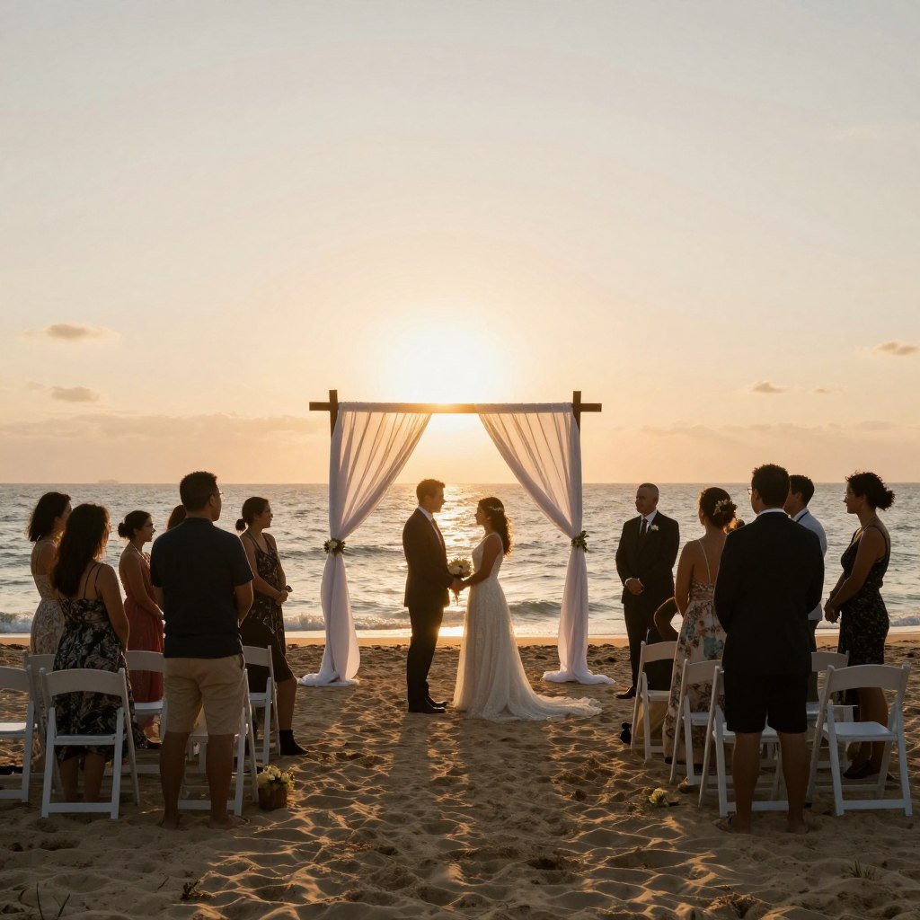 beach wedding ceremony at sunset beach wedding ceremony at sunset