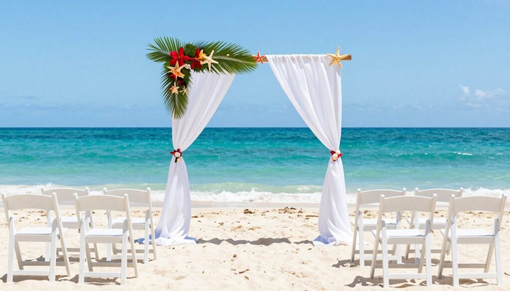 beach wedding theme with coastal elements and ocean views