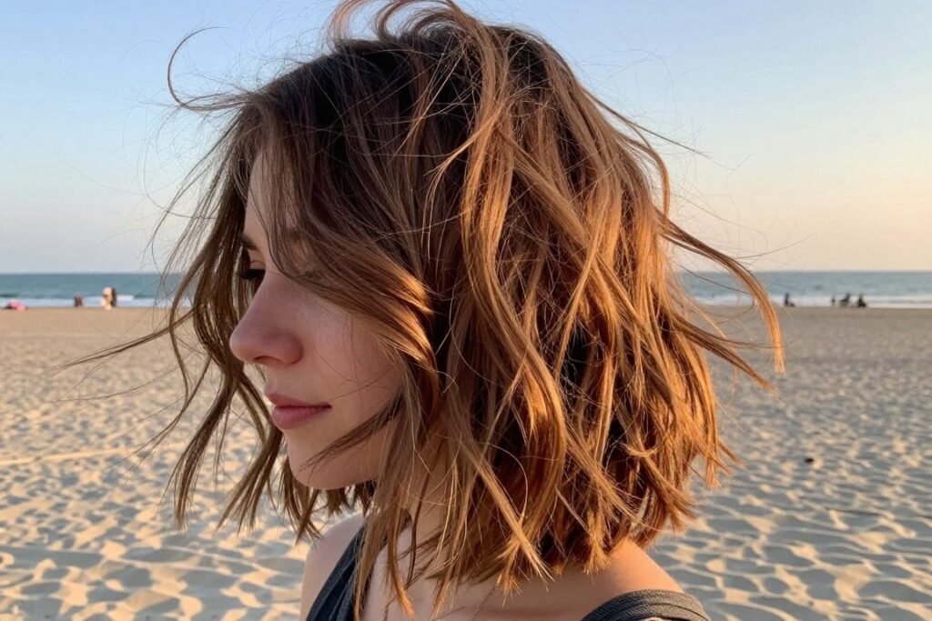 beachy waves bridesmaid hairstyle with natural texture