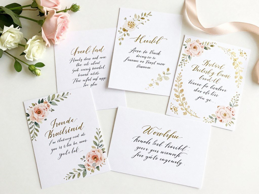 beautiful bridesmaid proposal cards with elegant calligraphy