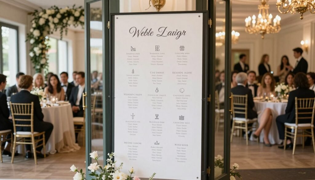 beautiful completed wedding seating chart at venue