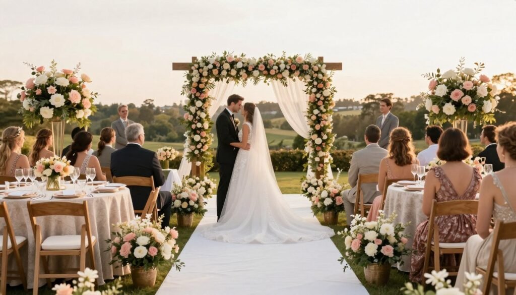 beautiful completed wedding with cohesive color palette throughout all elements