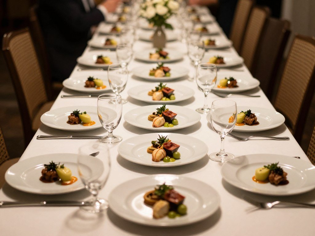 beautiful small wedding dinner table with gourmet food
