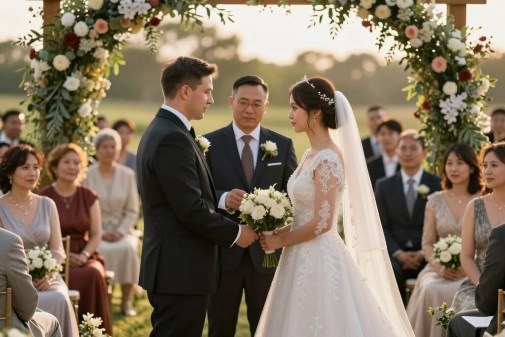 beautiful wedding ceremony moment with officiant beautiful wedding ceremony moment with officiant