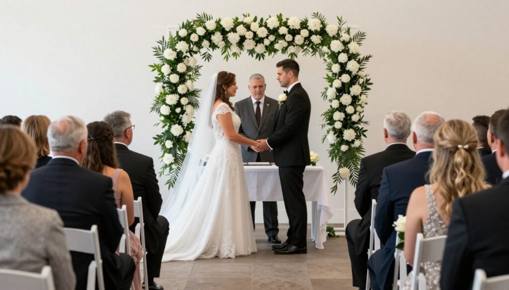 beautiful wedding ceremony with memorial elements integrated naturally