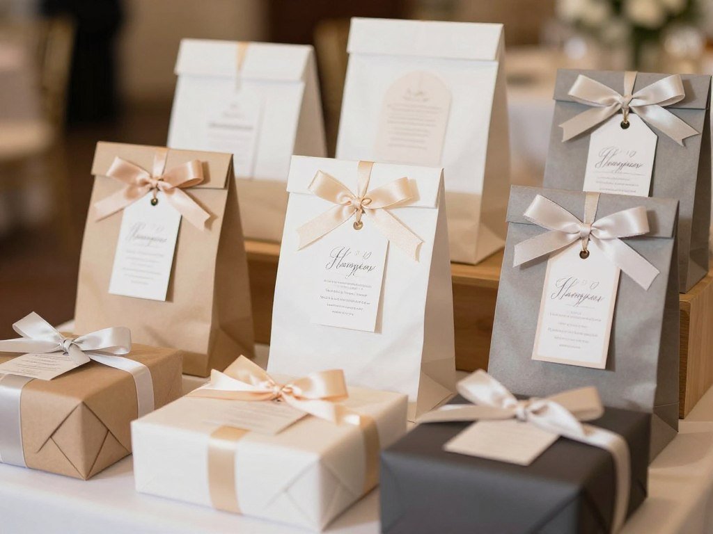 beautifully packaged and displayed wedding favors with elegant presentation