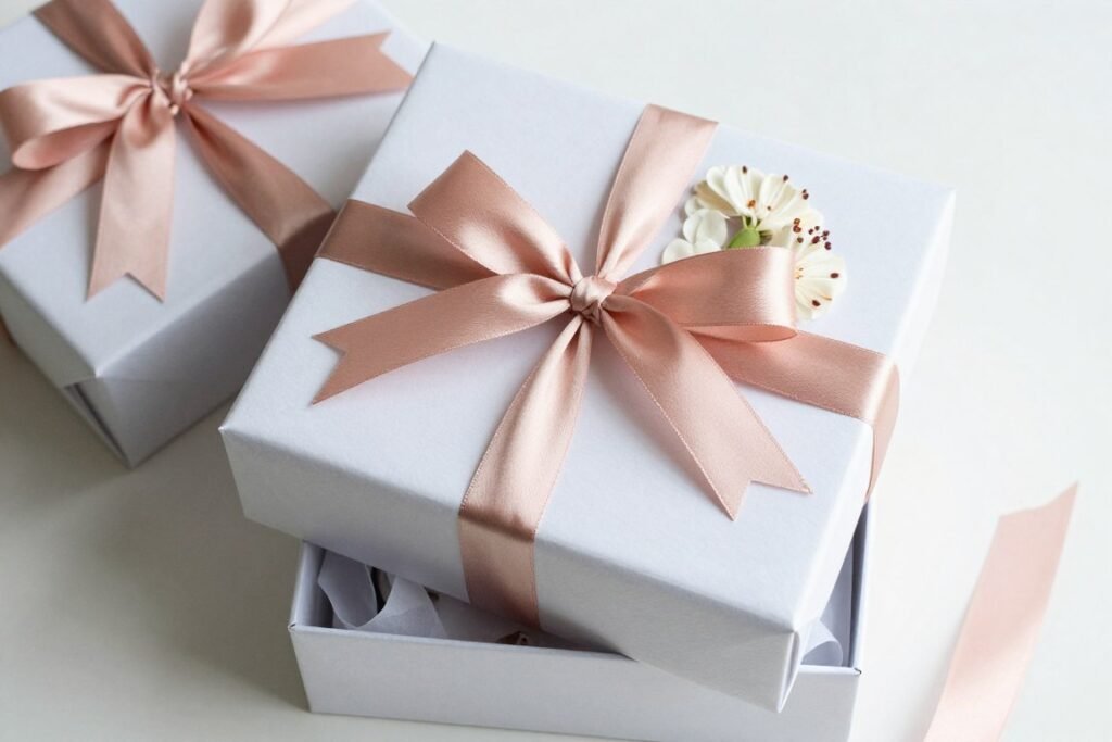 beautifully packaged bridesmaid proposal box with ribbons and tissue paper beautifully packaged bridesmaid proposal box with ribbons and tissue paper