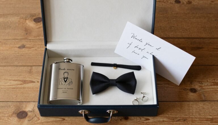 best man proposal gift box with personalized items and accessories