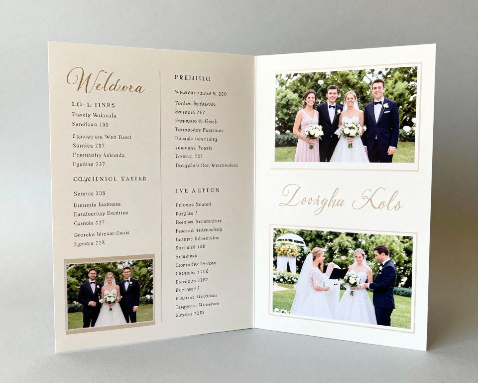 bifold wedding program open to show interior pages bifold wedding program open to show interior pages
