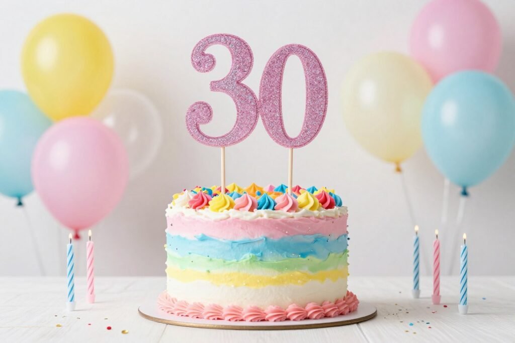 birthday cake with large number topper